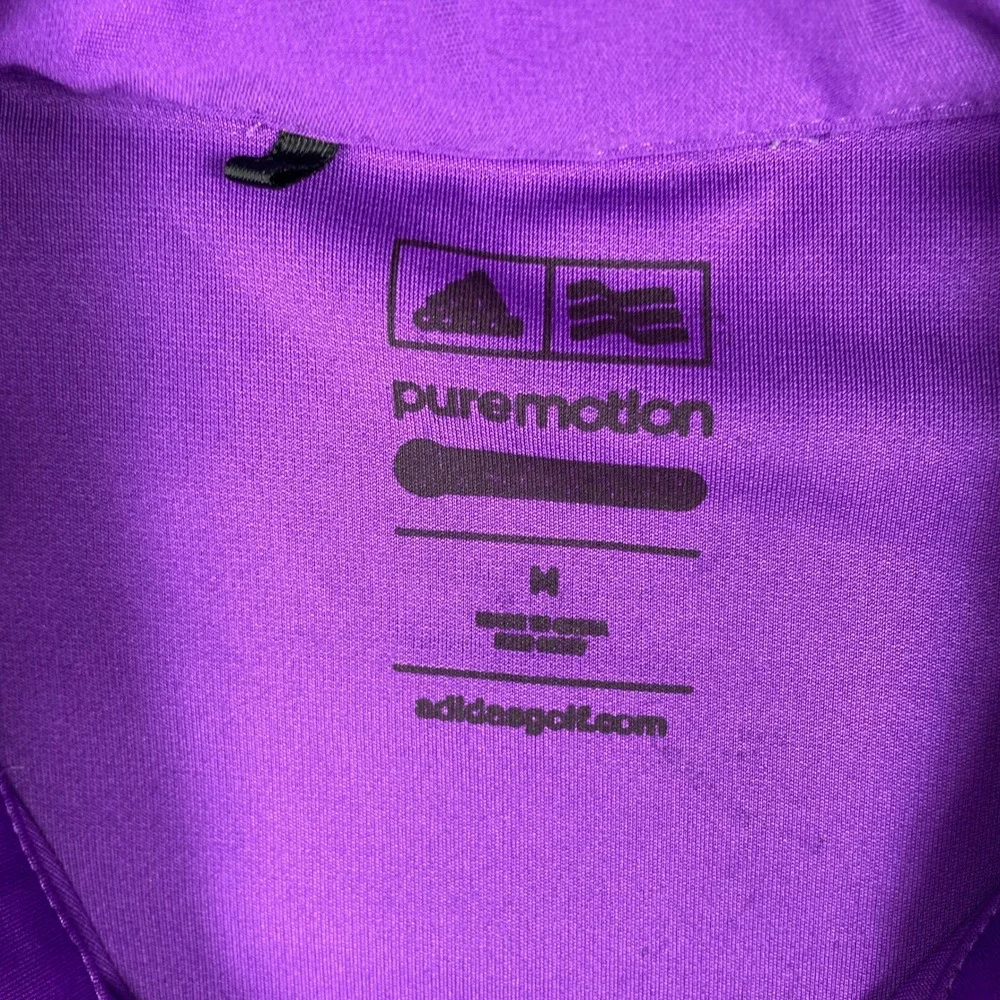 Adidas Puremotion Golf Polo Mens Medium Purple Graphic Short Sleeve Performance